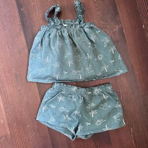 H&M Green Ruffled safari Toddler set